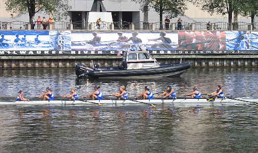 Womens Eight at the Milwaukee River Challenge - the presence of any person or club colors in this photograph does not imply any type of sexual orientation