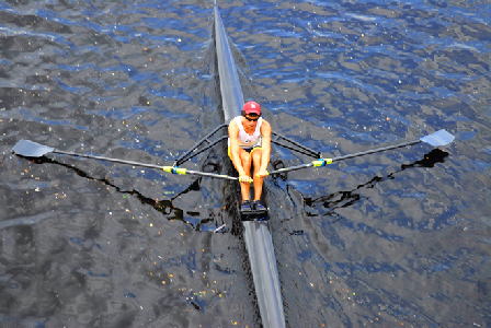 Sculler in a Fluid Design single - the presence of any person in this photograph does not imply any type of sexual orientation