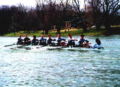 Charlie with his crew. The appearance of any person within this photograph does not imply any type of sexual orientation. Everyone is too busy trying to set up the boat! Photo courtesy of Charles P. Kirchofer
