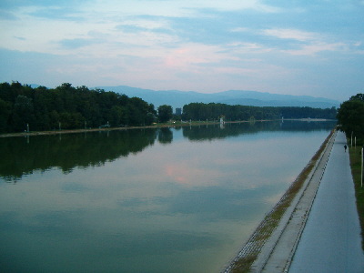 Rowing canal Plovdiv at twilight