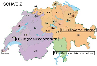 GLRF has created 3 regions in Switzerland for rowers to connect at a local level. Click on this map to see the regions. Image courtesy of uska.ch  Image modified by GLRF.